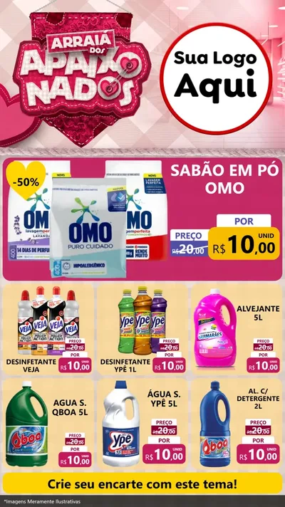 Modelo de Rede Social para Stories com o tema Arraiá dos Apaixonados - Junina para Produtos de Limpeza