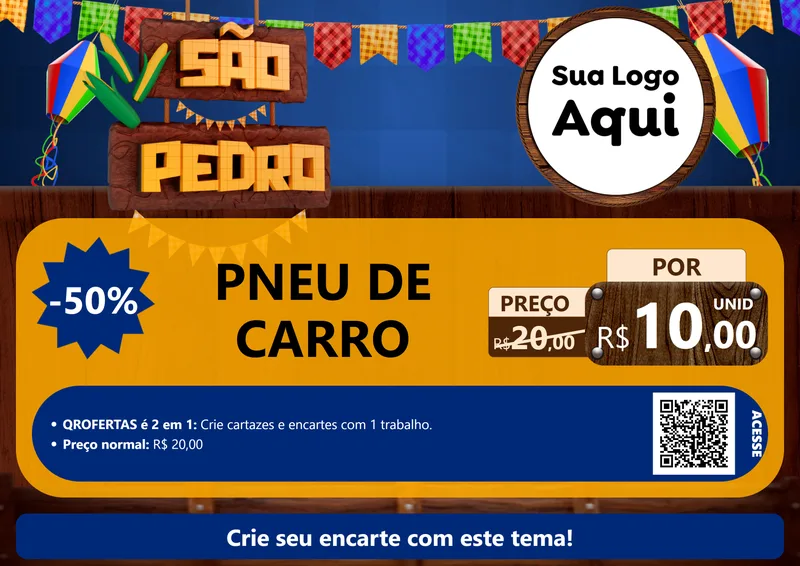 Modelo de Cartaz para Cartaz A4 Horizontal com o tema São Pedro para Auto peças