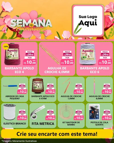 Modelo de Rede Social para Feed Instagram com o tema Semana da Primavera para Armarinho e Aviamentos