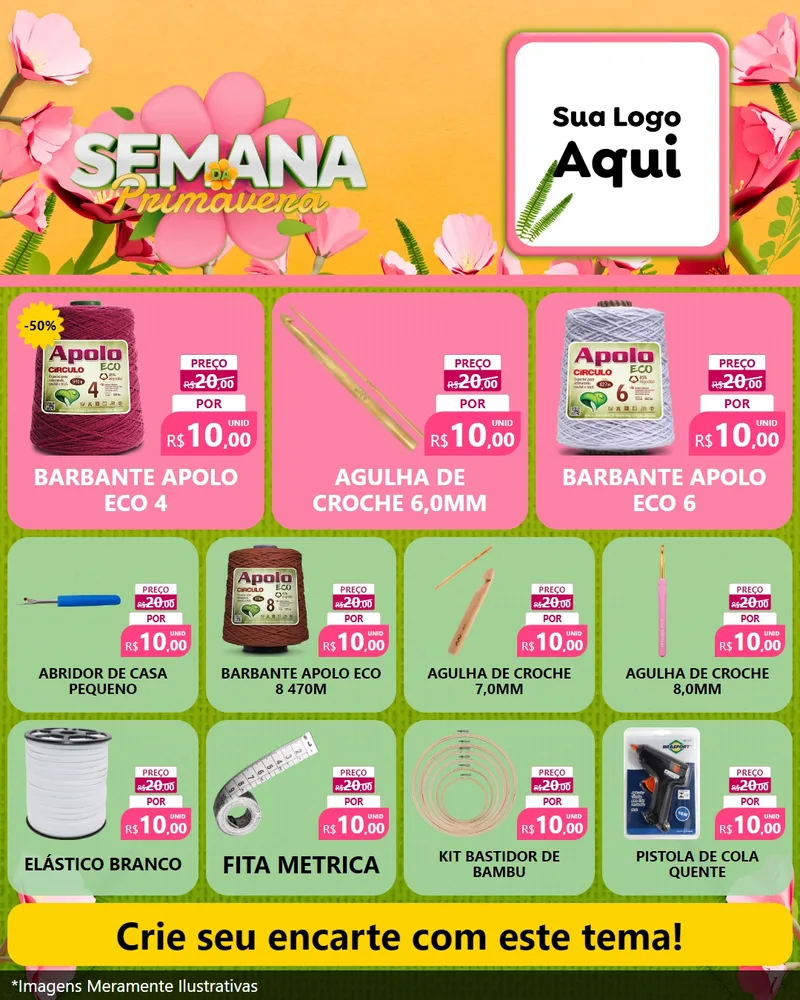 Modelo de Rede Social para Feed Instagram com o tema Semana da Primavera para Armarinho e Aviamentos