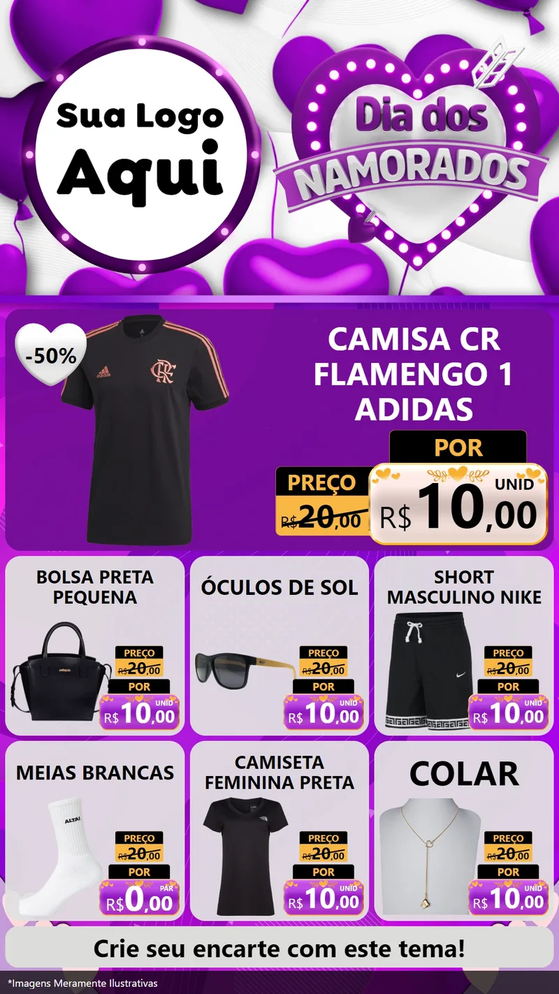 Modelo de Rede Social para Stories com o tema Dia dos Namorados para Roupas e acessórios