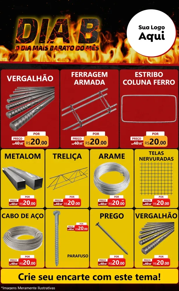 Modelo de Encarte para Encarte Grande com o tema Dia B para Ferragens