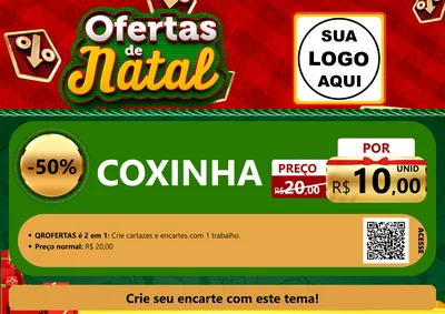 Modelo de Cartaz para Cartaz A4 Horizontal com o tema Ofertas de Natal para Salgadaria
