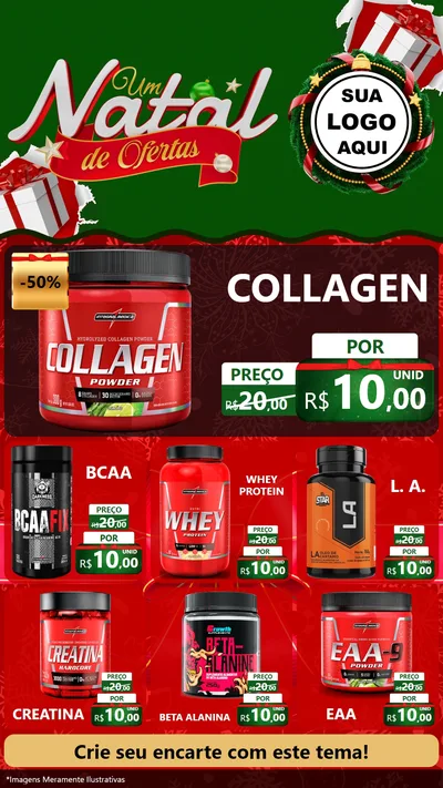 Modelo de Rede Social para Stories com o tema Um Natal de Ofertas para Suplementos alimentares