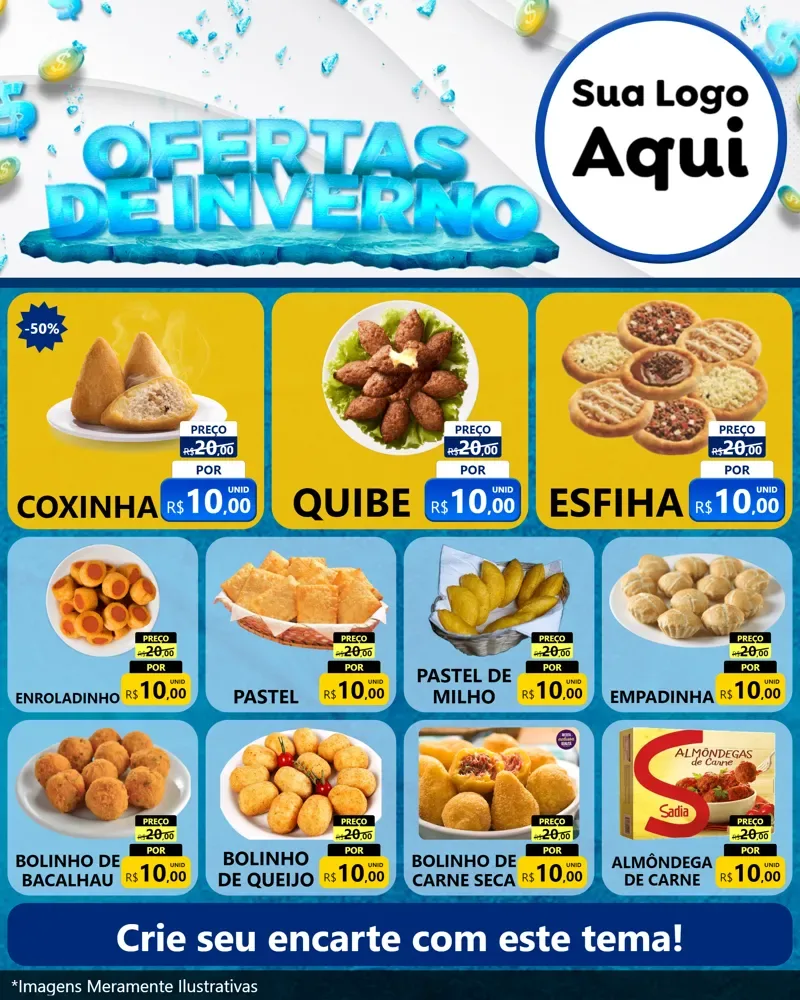 Modelo de Rede Social para Feed Instagram com o tema Ofertas de Inverno para Salgadaria