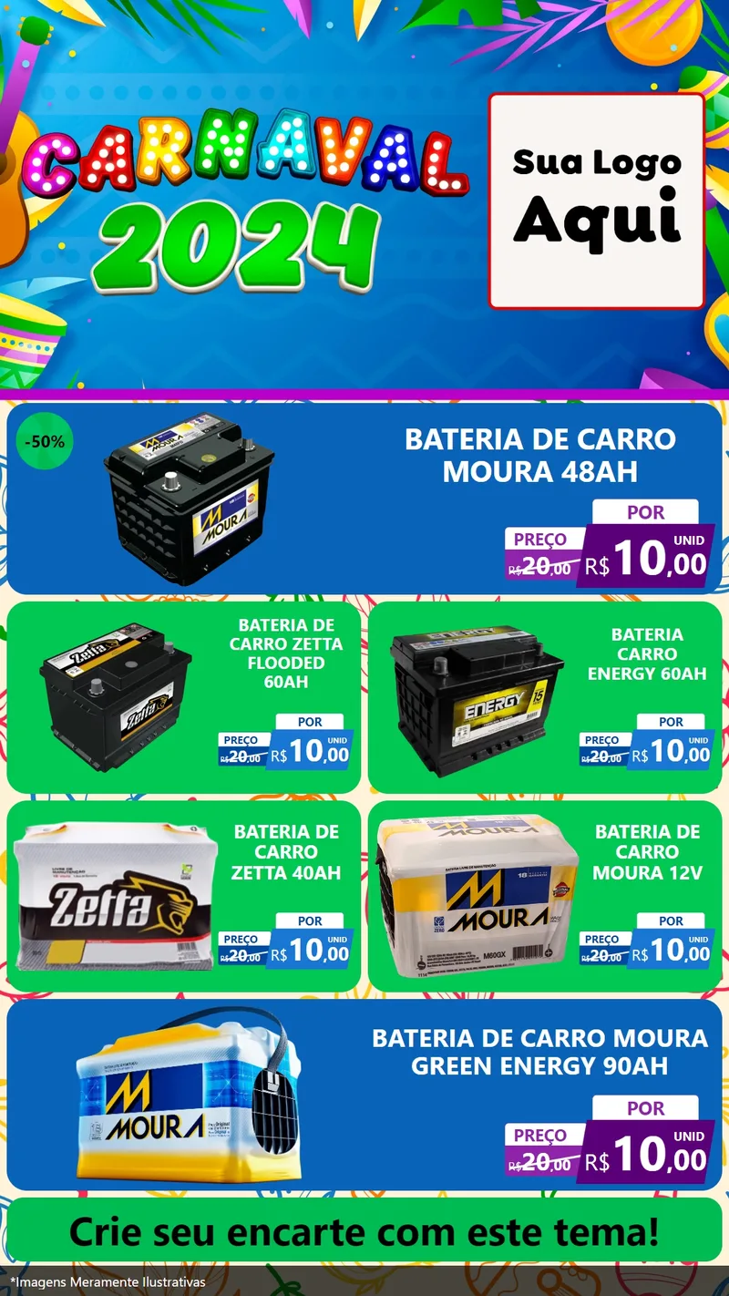 Modelo de TV para TV Vertical com o tema Carnaval 2027 para Baterias Elétricas