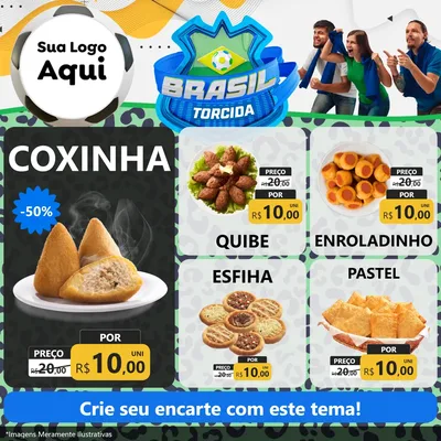 Modelo de Rede Social para Feed Facebook com o tema Brasil Torcida - Copa para Salgadaria