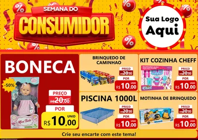 Modelo de Encarte para Encarte A4 Horizontal com o tema Semana do Consumidor para Brinquedos