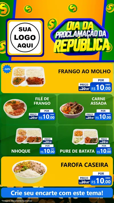 Modelo de TV para TV Vertical com o tema Dia Da Proclamação da República para Restaurante
