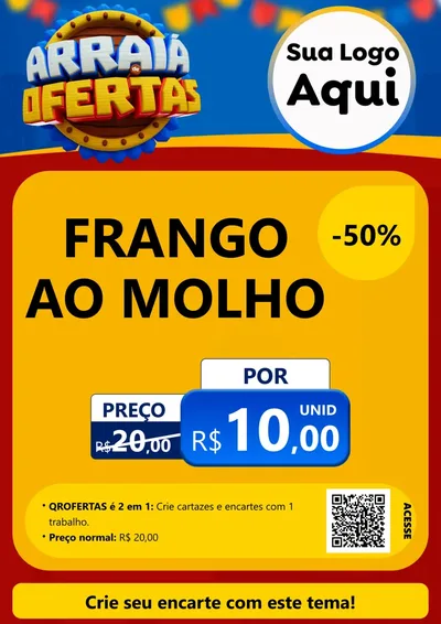 Modelo de Cartaz para Cartaz A4 Vertical com o tema Arraiá de Ofertas - Junina para Restaurante