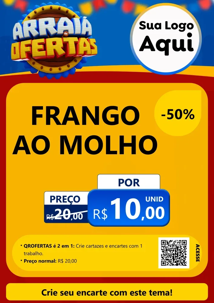 Modelo de Cartaz para Cartaz A4 Vertical com o tema Arraiá de Ofertas - Junina para Restaurante