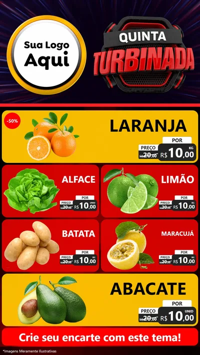 Modelo de TV para TV Vertical com o tema Quinta Turbinada para Hortifrúti