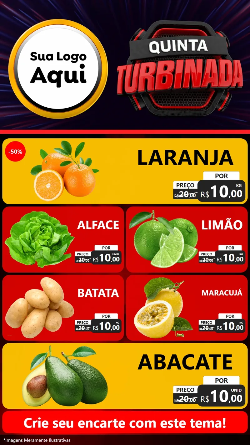 Modelo de TV para TV Vertical com o tema Quinta Turbinada para Hortifrúti