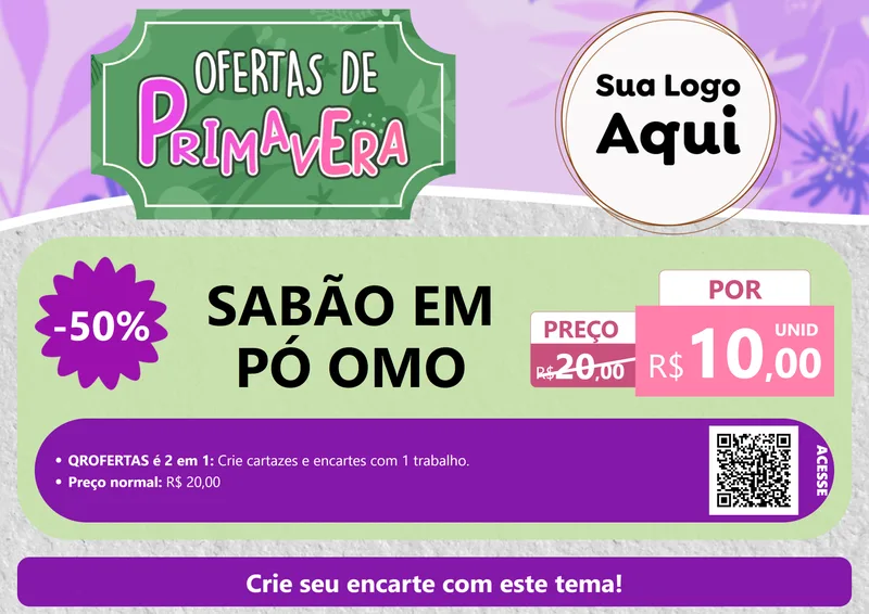 Modelo de Cartaz para Cartaz A4 Horizontal com o tema Ofertas de Primavera para Produtos de Limpeza