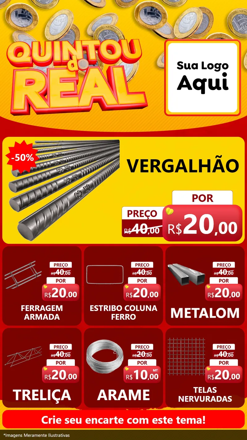 Modelo de Rede Social para Stories com o tema Quintou do Real para Ferragens
