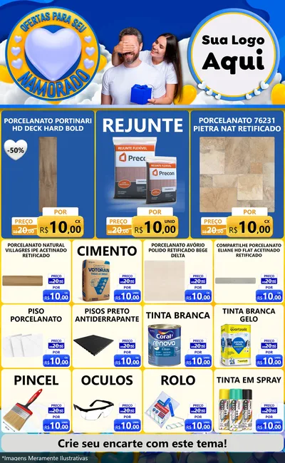 Modelo de Encarte para Encarte Grande com o tema Ofertas Para Seu Namorado para Pisos e revestimentos
