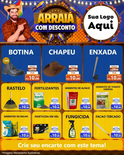 Modelo de Rede Social para Feed Instagram com o tema Arraiá Com Desconto para Agropecuária