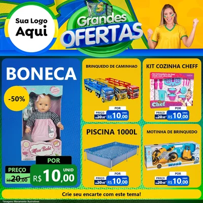 Modelo de Rede Social para Feed Facebook com o tema Grandes Ofertas para Brinquedos