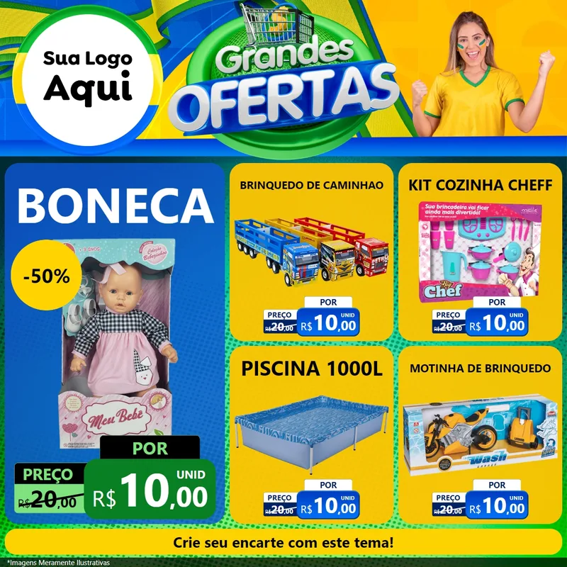 Modelo de Rede Social para Feed Facebook com o tema Grandes Ofertas para Brinquedos