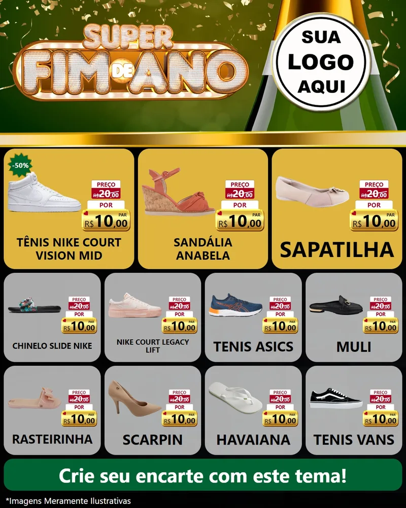 Modelo de Rede Social para Feed Instagram com o tema Super Fim de Ano para Calçados