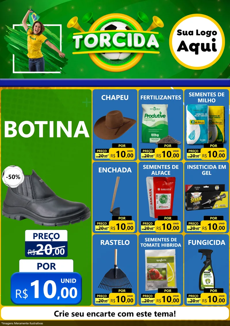 Modelo de Encarte para Encarte A4 Vertical com o tema Torcida para Agropecuária
