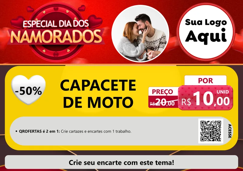 Modelo de Cartaz para Cartaz A4 Horizontal com o tema Especial Dia Dos Namorados para Moto peças