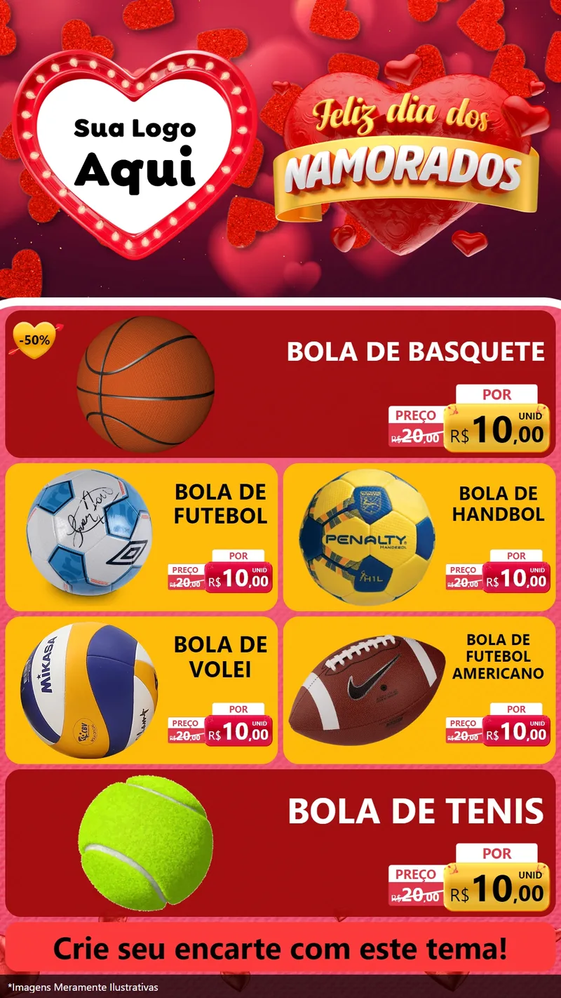 Modelo de TV para TV Vertical com o tema Feliz Dia Dos Namorados para Artigos Esportivos
