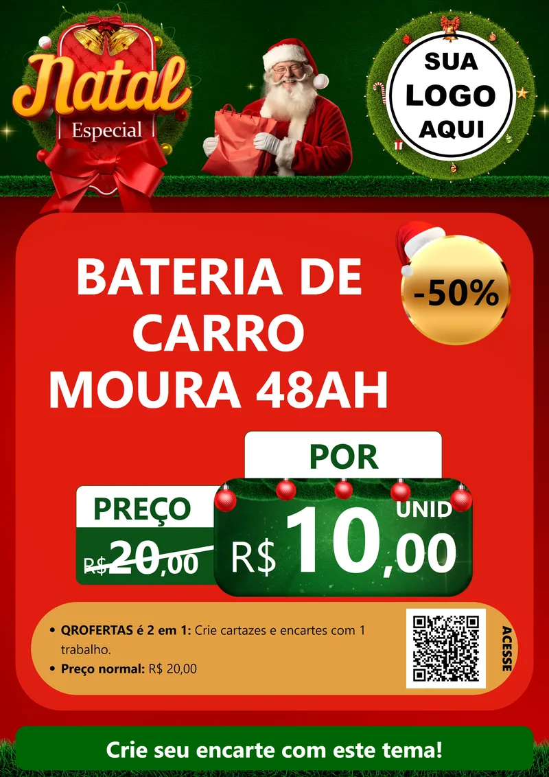 Modelo de Cartaz para Cartaz A4 Vertical com o tema Natal Especial para Baterias Elétricas
