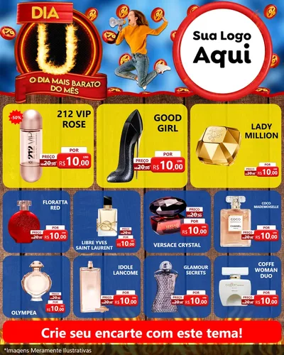 Modelo de Rede Social para Feed Instagram com o tema Dia U - O Dia Mais Barato Do Mês para Perfumes