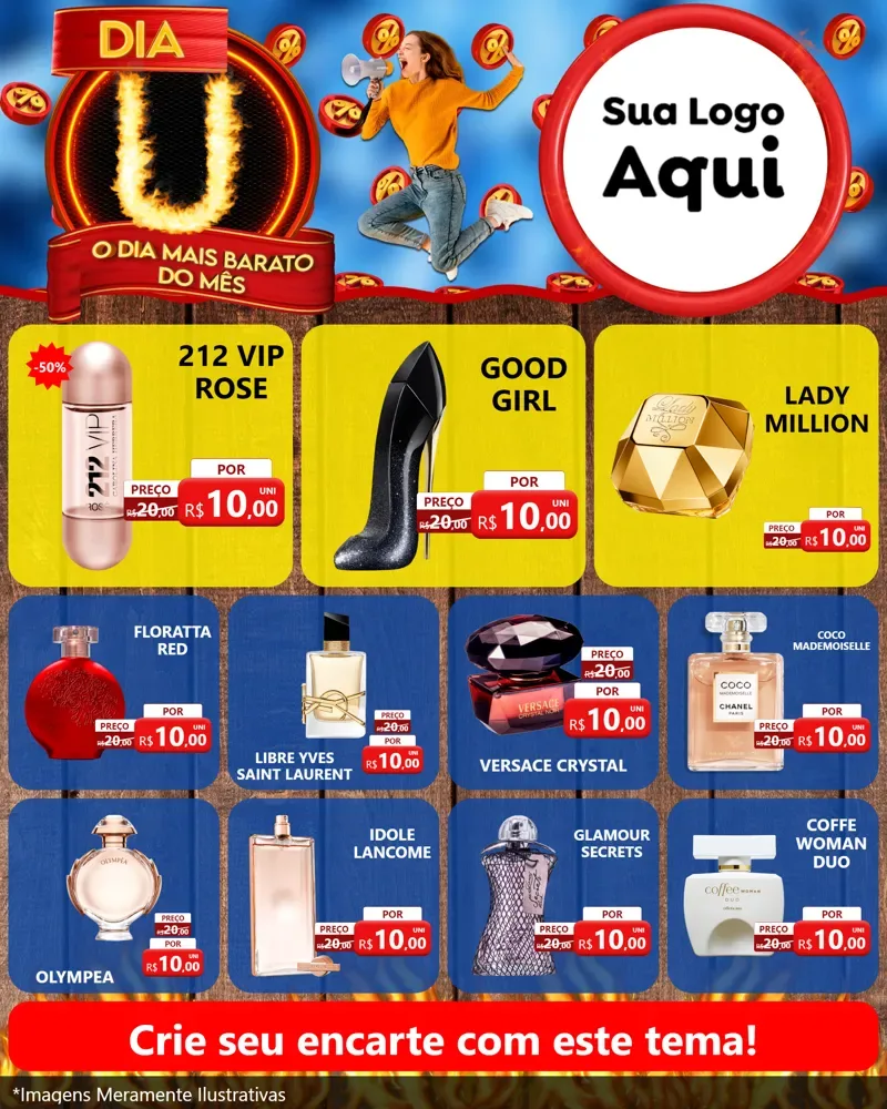 Modelo de Rede Social para Feed Instagram com o tema Dia U - O Dia Mais Barato Do Mês para Perfumes
