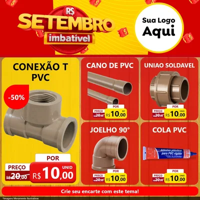 Modelo de Rede Social para Feed Facebook com o tema Setembro Imbatível para Tubos e conexões