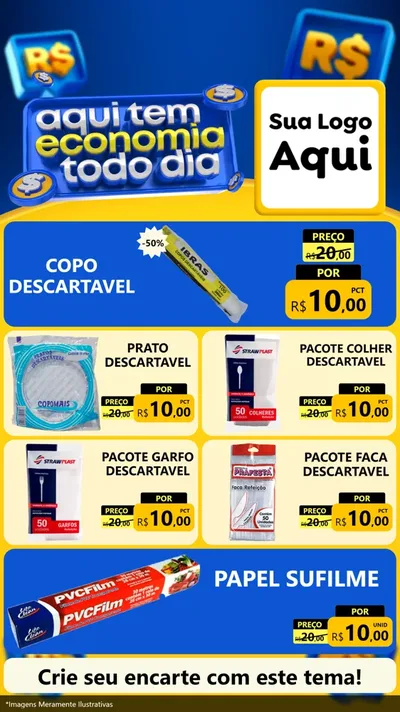 Modelo de TV para TV Vertical com o tema Aqui Tem Economia Todo Dia para Embalagens