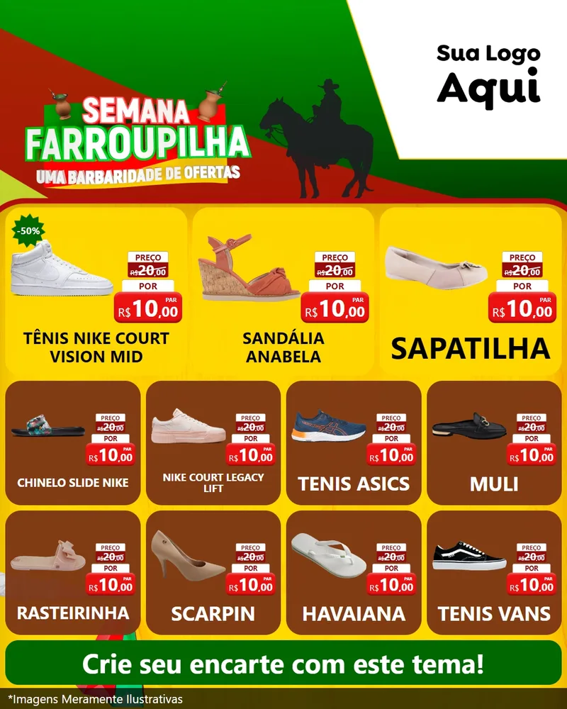 Modelo de Rede Social para Feed Instagram com o tema Semana Farroupilha - Uma Barbaridade de Ofertas para Calçados