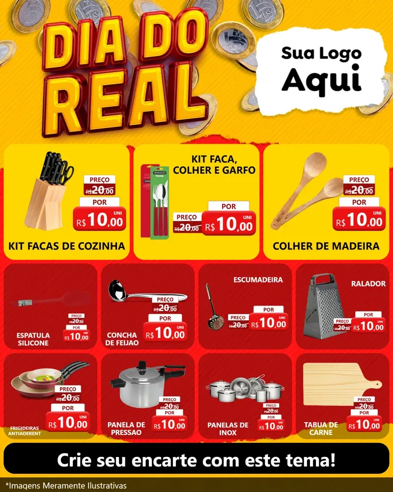 Modelo de Rede Social para Feed Instagram com o tema Dia Do Real para Utilidades Domésticas