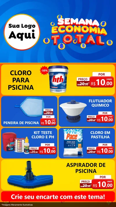 Modelo de TV para TV Vertical com o tema Semana Economia Total para Produtos para Piscina