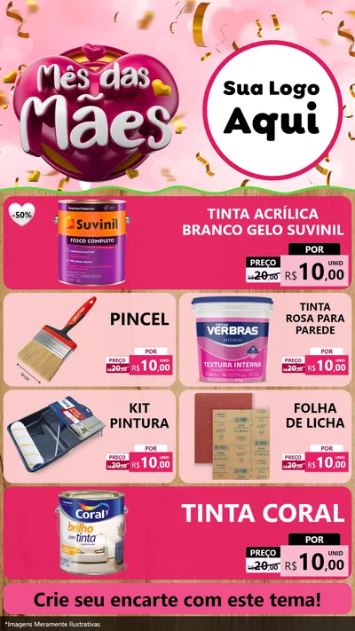 Modelo de TV para TV Vertical com o tema Mês das Mães para Tintas e Ferramentas