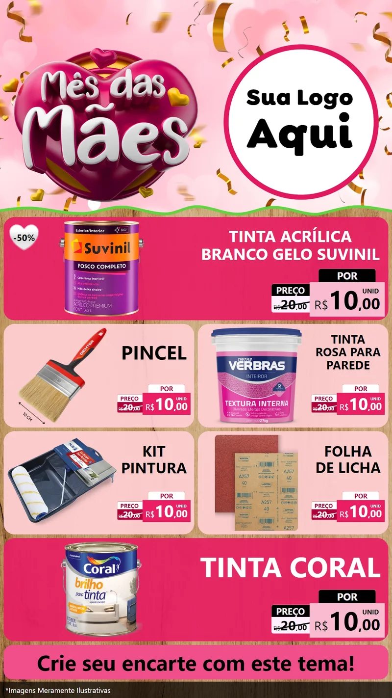 Modelo de TV para TV Vertical com o tema Mês das Mães para Tintas e Ferramentas