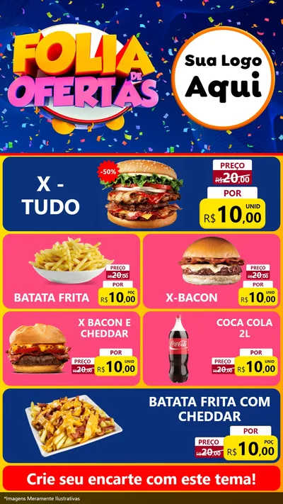 Modelo de TV para TV Vertical com o tema Folia de Ofertas para Hamburgueria