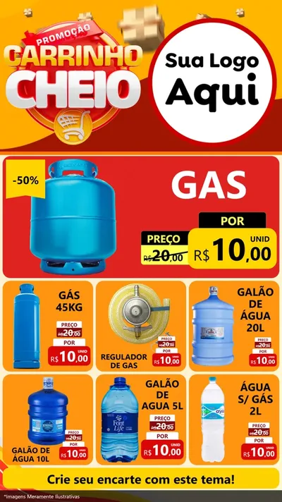 Modelo de Rede Social para Stories com o tema Promoção carrinho cheio para Água e gás