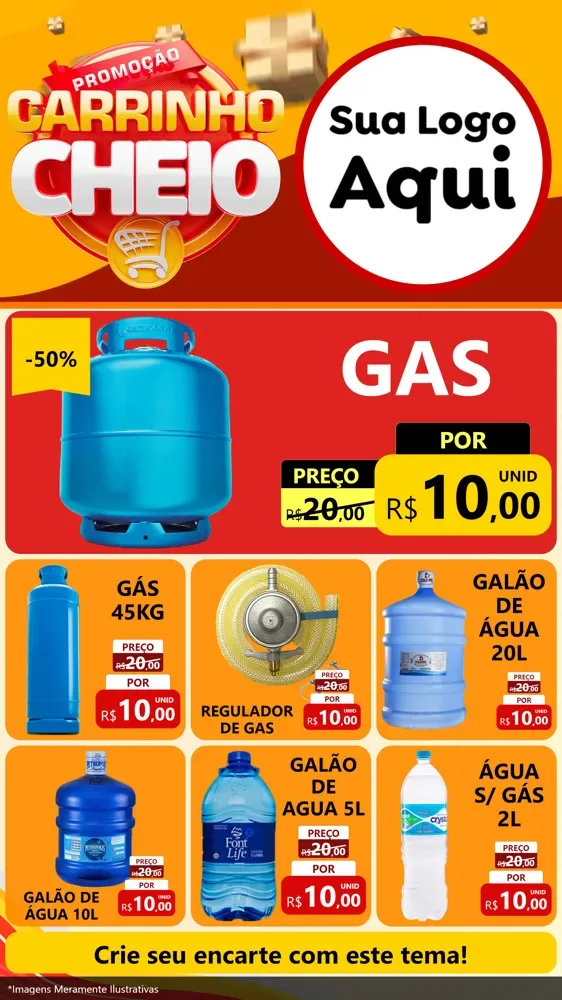 Modelo de Rede Social para Stories com o tema Promoção carrinho cheio para Água e gás