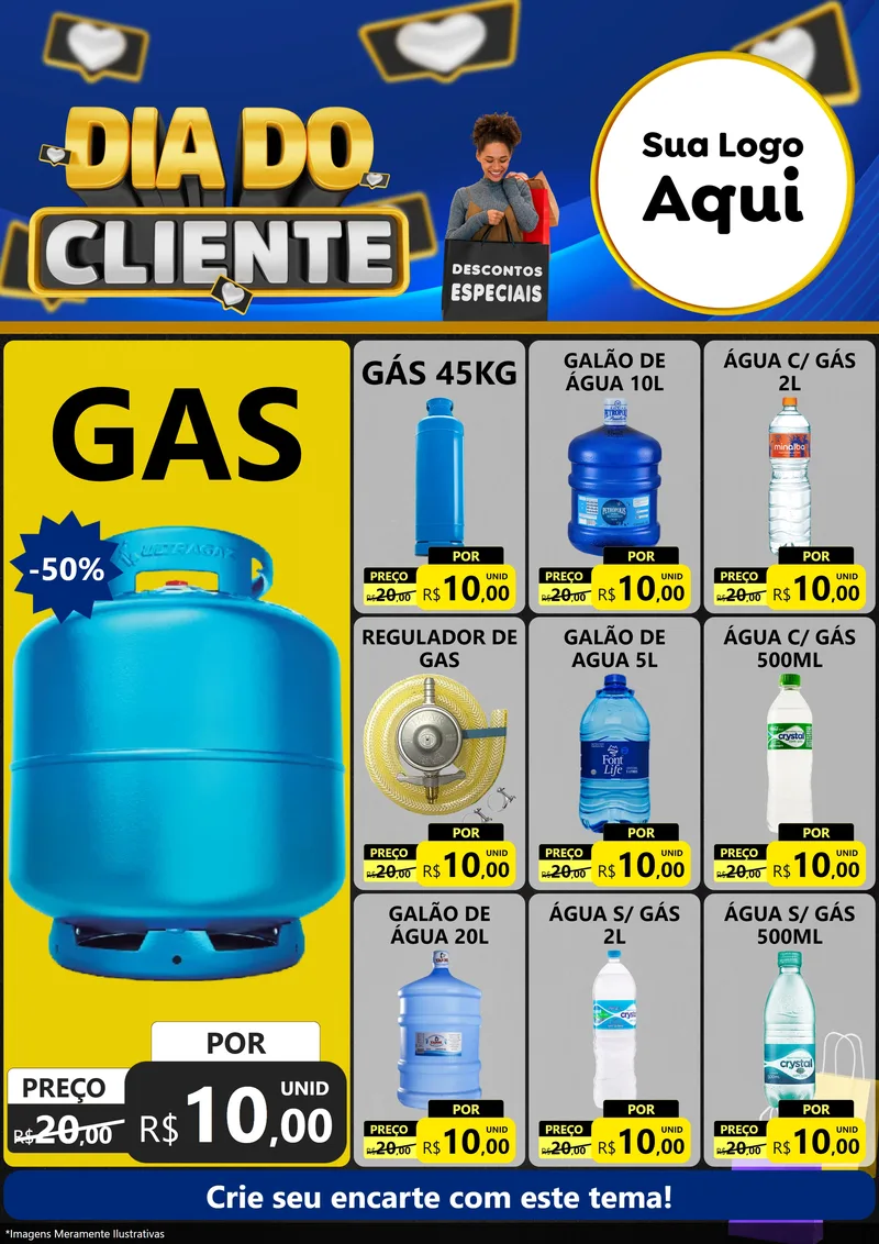 Modelo de Encarte para Encarte A4 Vertical com o tema Dia Do Cliente para Água e gás
