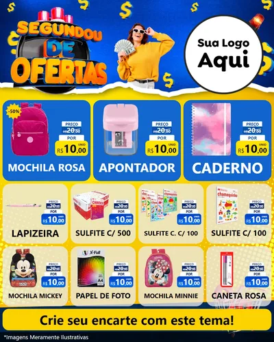 Modelo de Rede Social para Feed Instagram com o tema Segundou de Ofertas para Papelaria