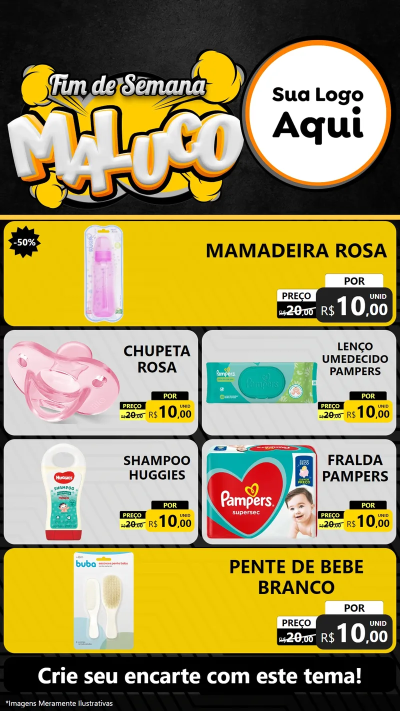 Modelo de TV para TV Vertical com o tema Fim de Semana Maluco para Bebês