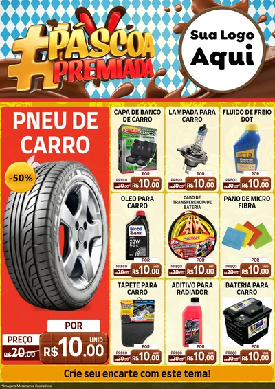 Modelo de Encarte para Encarte A4 Vertical com o tema Páscoa Premiada para Auto peças