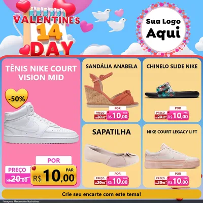 Modelo de Rede Social para Feed Facebook com o tema Valentine's Day para Calçados