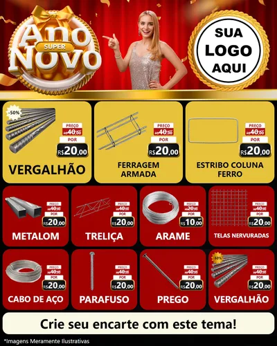 Modelo de Rede Social para Feed Instagram com o tema Super Ano Novo para Ferragens