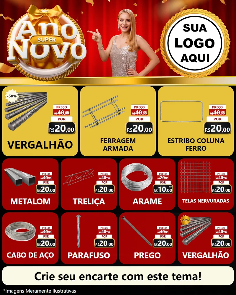 Modelo de Rede Social para Feed Instagram com o tema Super Ano Novo para Ferragens