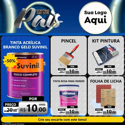 Modelo de Rede Social para Feed Facebook com o tema Sorteio Dia Dos Pais para Tintas e Ferramentas