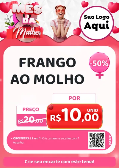 Modelo de Cartaz para Cartaz A4 Vertical com o tema Mês da Mulher para Restaurante