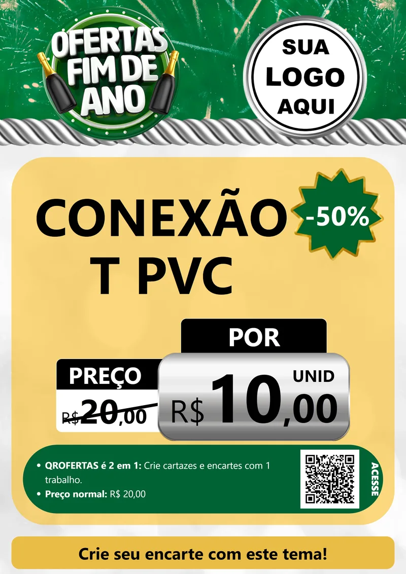 Modelo de Cartaz para Cartaz A4 Vertical com o tema Ofertas Fim de Ano para Tubos e conexões